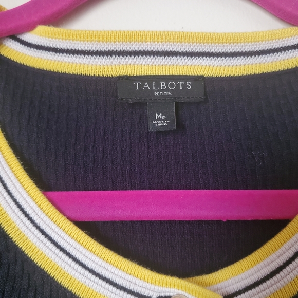 Talbots Navy Blue Button Down Cardigan, Size Mp - Picture 2 of 8